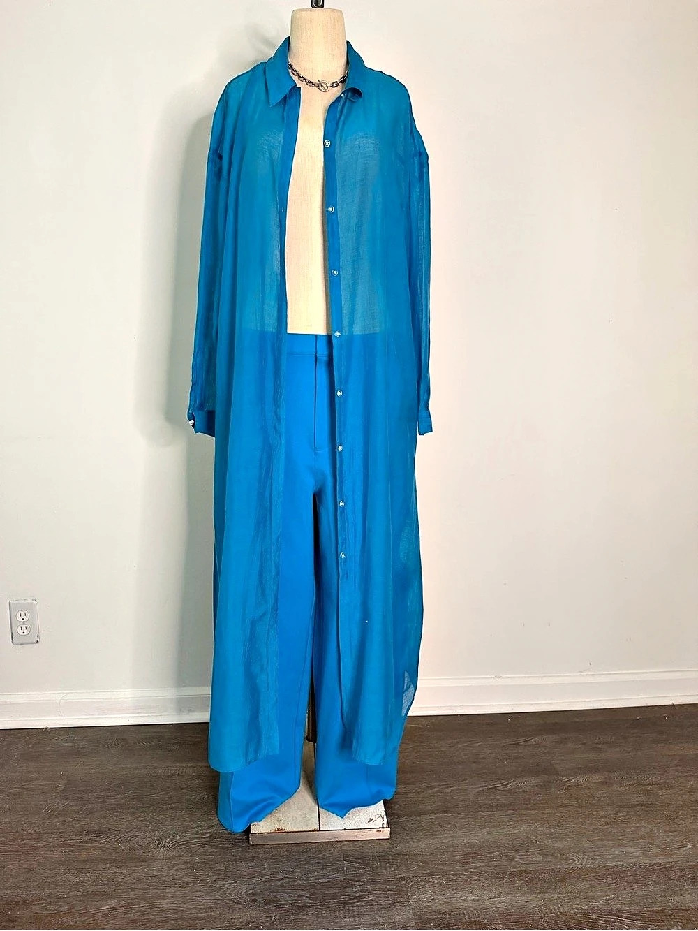Sheer Blue Button Down Shirt